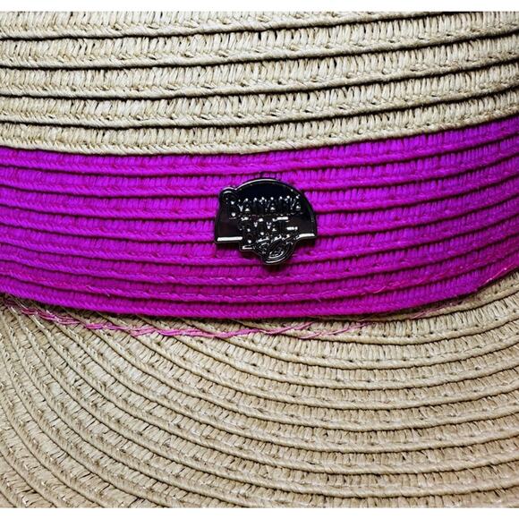 Banana Boat Woven Paper Straw By Pink Sun Hat Wide Brim Beach Pool Vacation - Picture 6 of 6